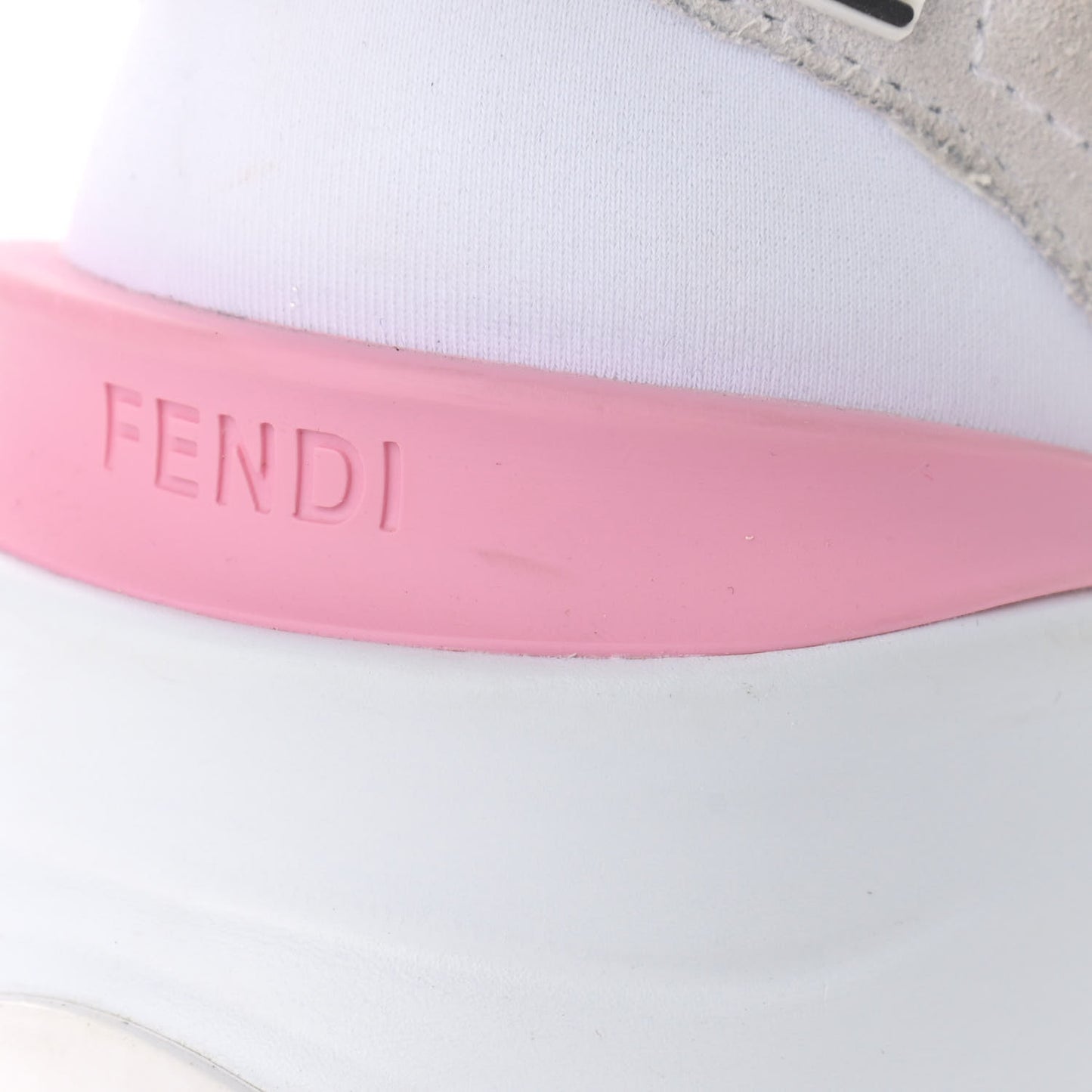 X SARAH COLEMAN Nylon Suede Lycra FF Vertigo Fendi Flow Low Top Sneakers 35.5 Transparent Rosa White