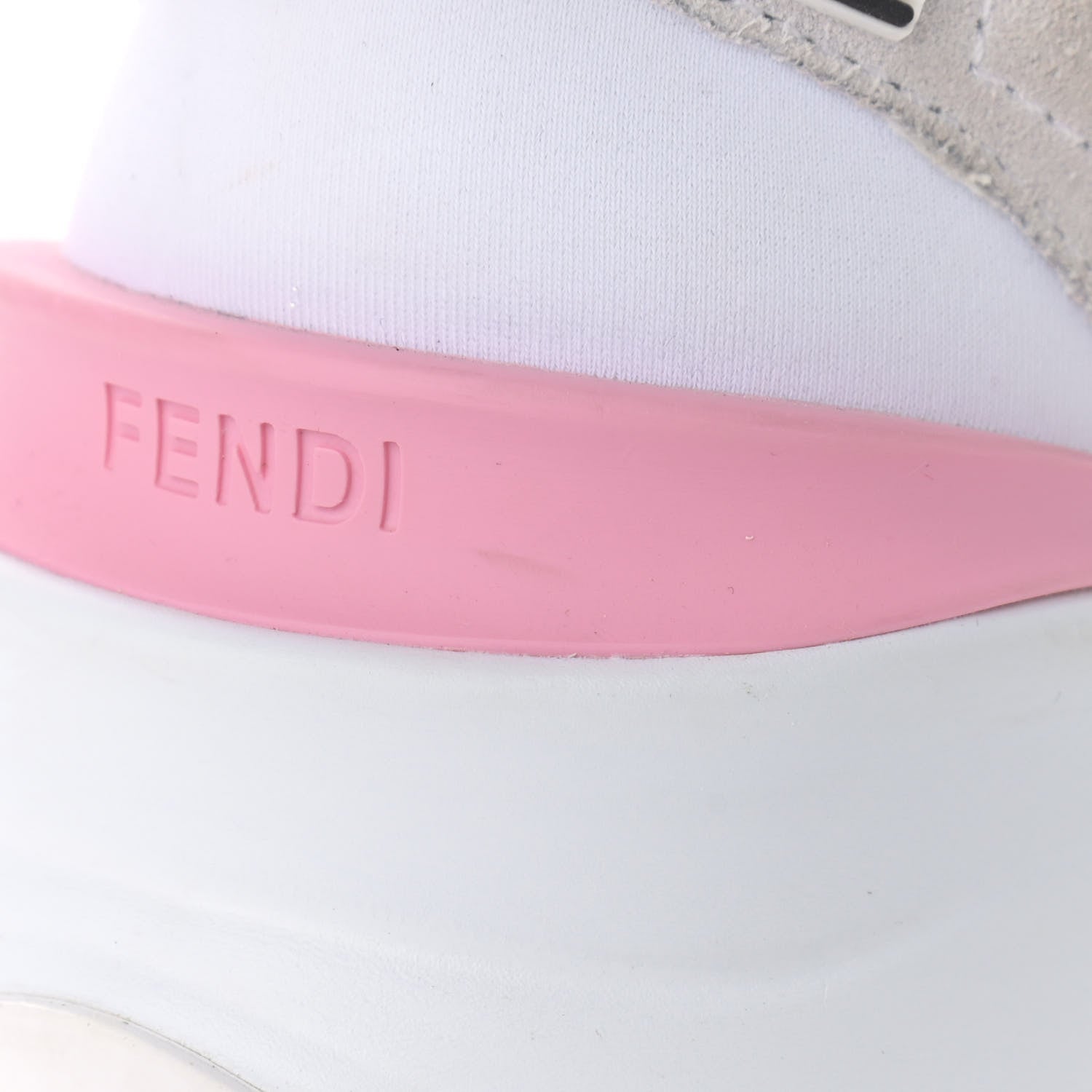 Fendi X SARAH COLEMAN Nylon Suede Lycra FF Vertigo Fendi Flow Low Top Sneakers 35.5 Transparent Rosa White 8 of 11