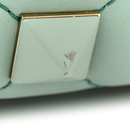 Valentino Garavani Nappa Enamel Monochrome Medium Roman Stud Shoulder Bag Morning Dew 15 of 18