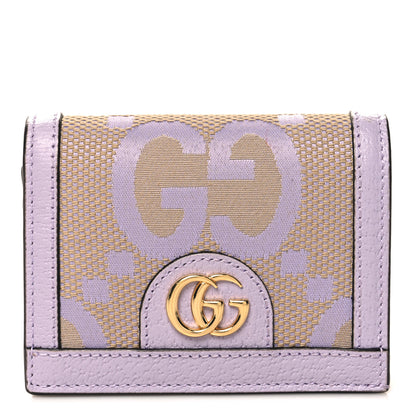 Gucci Monogram Jumbo GG Textured Dollar Calfskin Ophidia Card Case Beige Lapis 1 of 9
