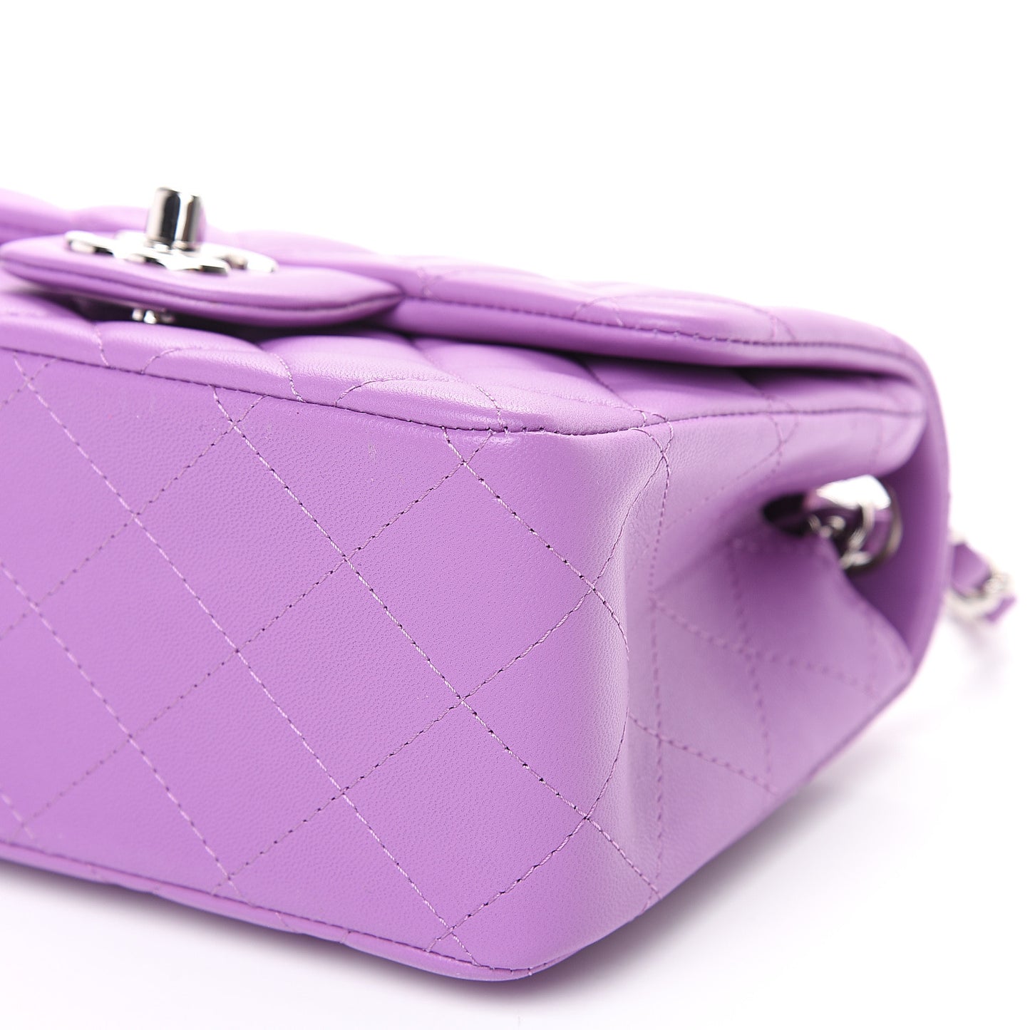 Lambskin Quilted Mini Square Flap Purple