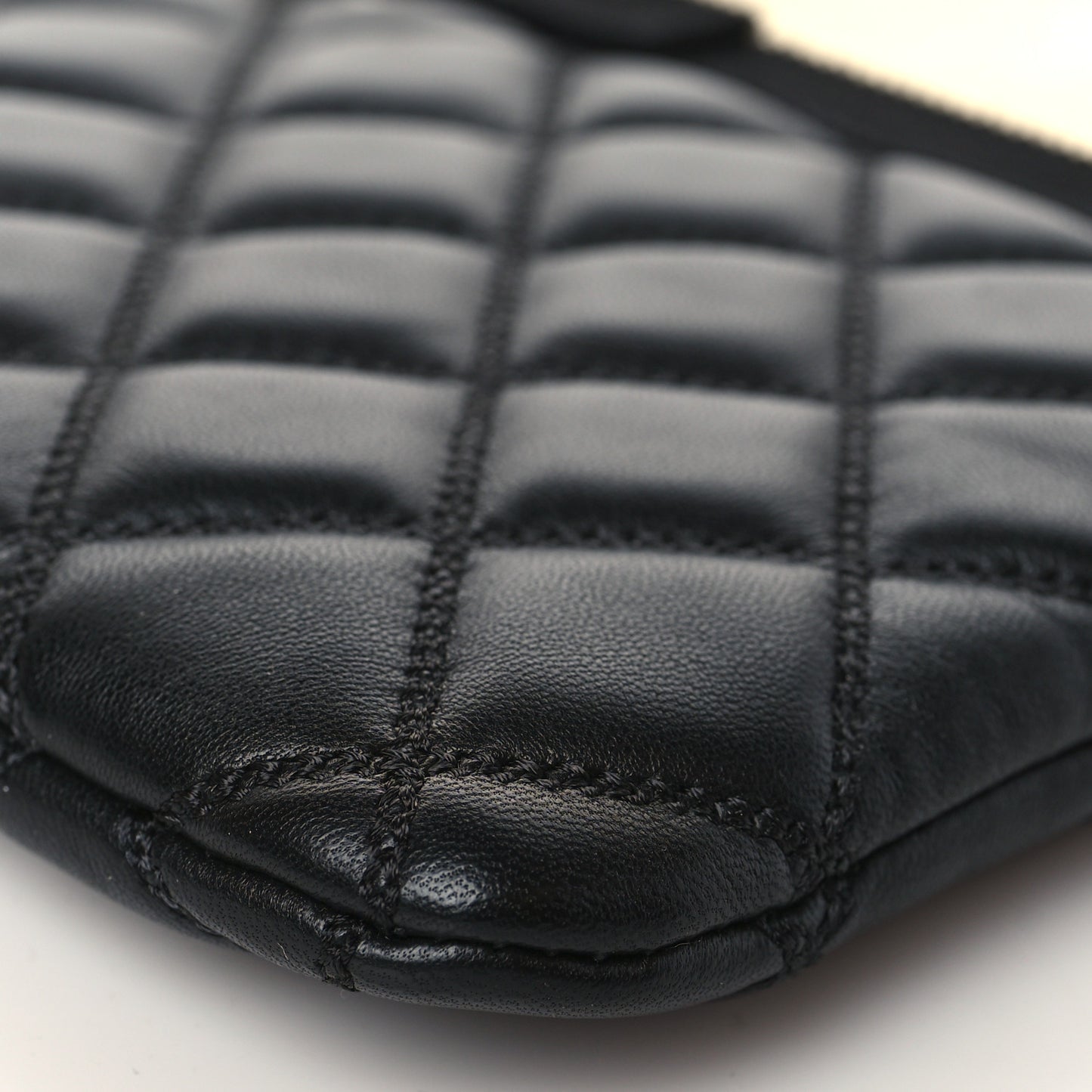 Metallic Goatskin Lambskin Grosgrain Pearl CC Medium Cosmetic Case Black Gold