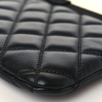 Chanel Metallic Goatskin Lambskin Grosgrain Pearl CC Medium Cosmetic Case Black Gold 9 of 10