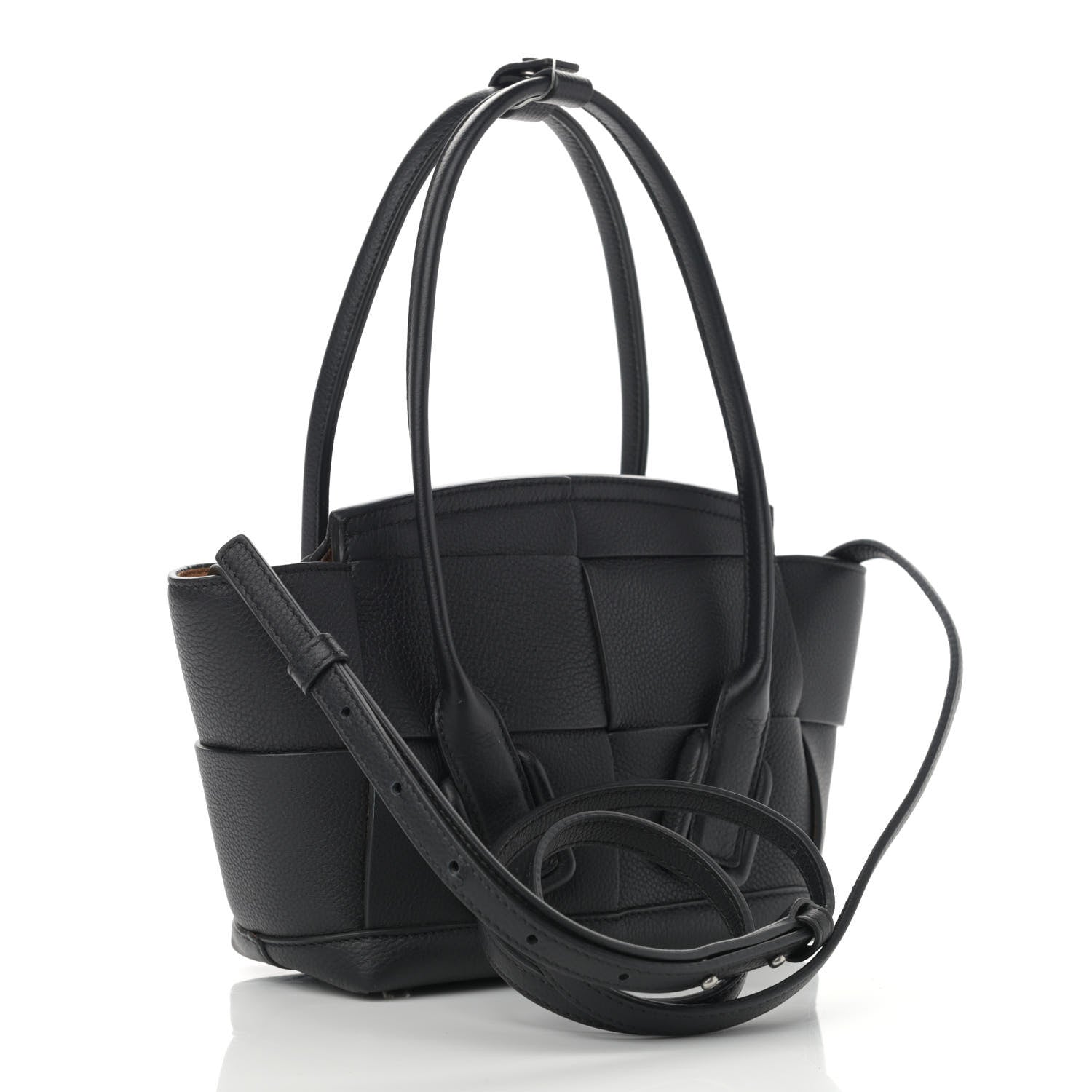Bottega Veneta Grained Calfskin Mini Maxi Intrecciato Arco 33 Black 3 of 10