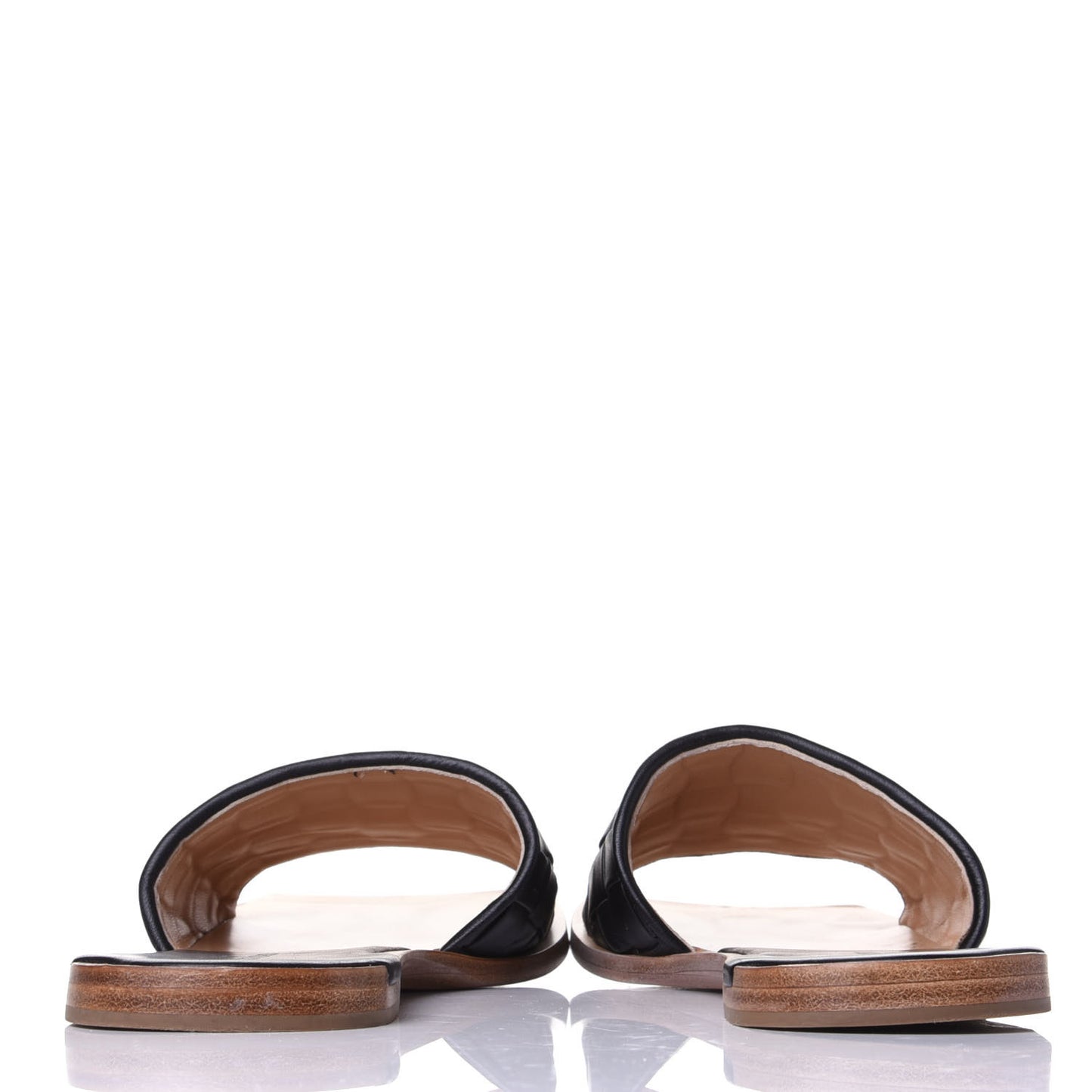Nappa Intrecciato Squared Toe Flat Sandals 40 Black