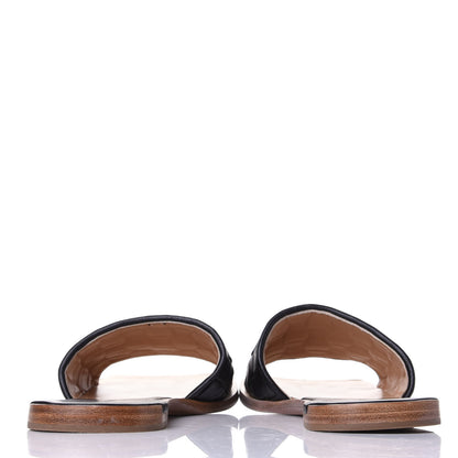 Bottega Veneta Nappa Intrecciato Squared Toe Flat Sandals 40 Black 6 of 9