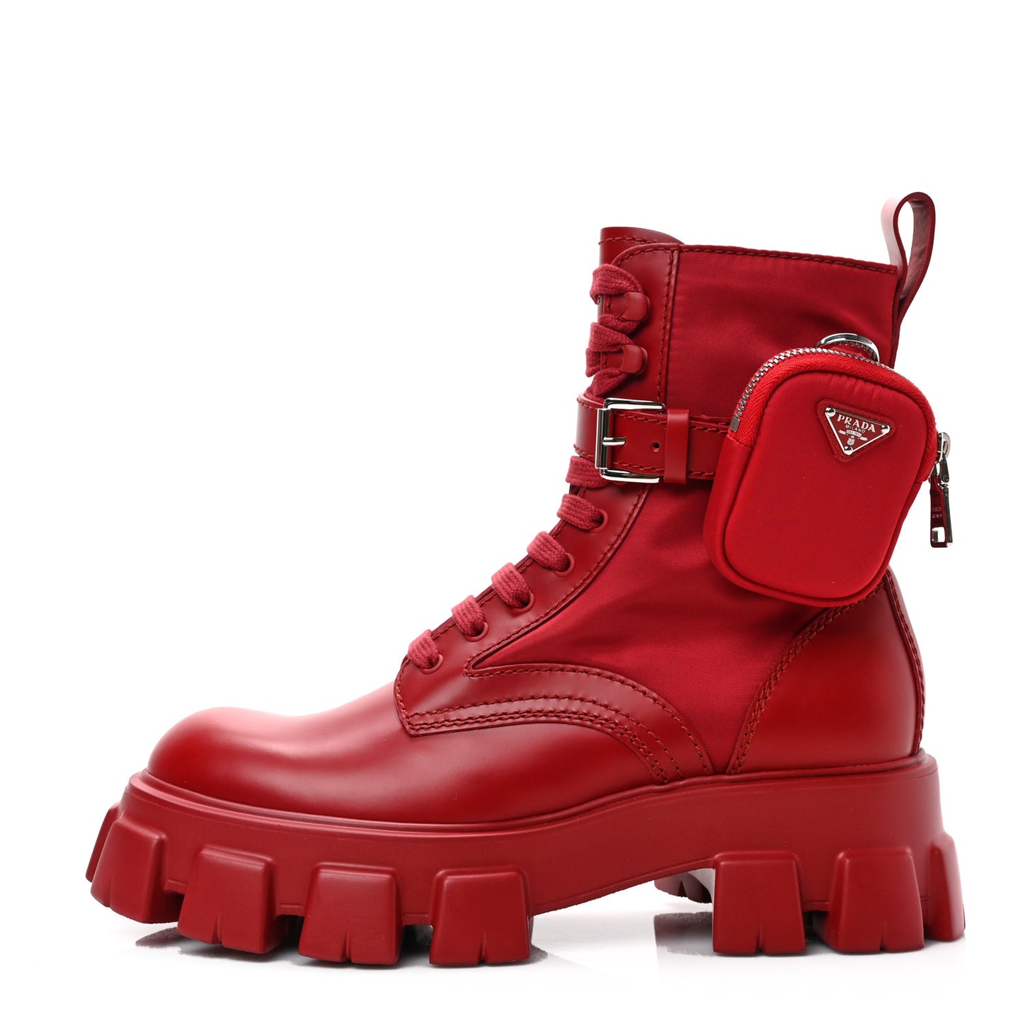 Spazzolato Rois Re-Nylon Metal Triangle Logo Mens Monolith Pouch Pocket 60mm Combat Boots 9.5 Scarlatto