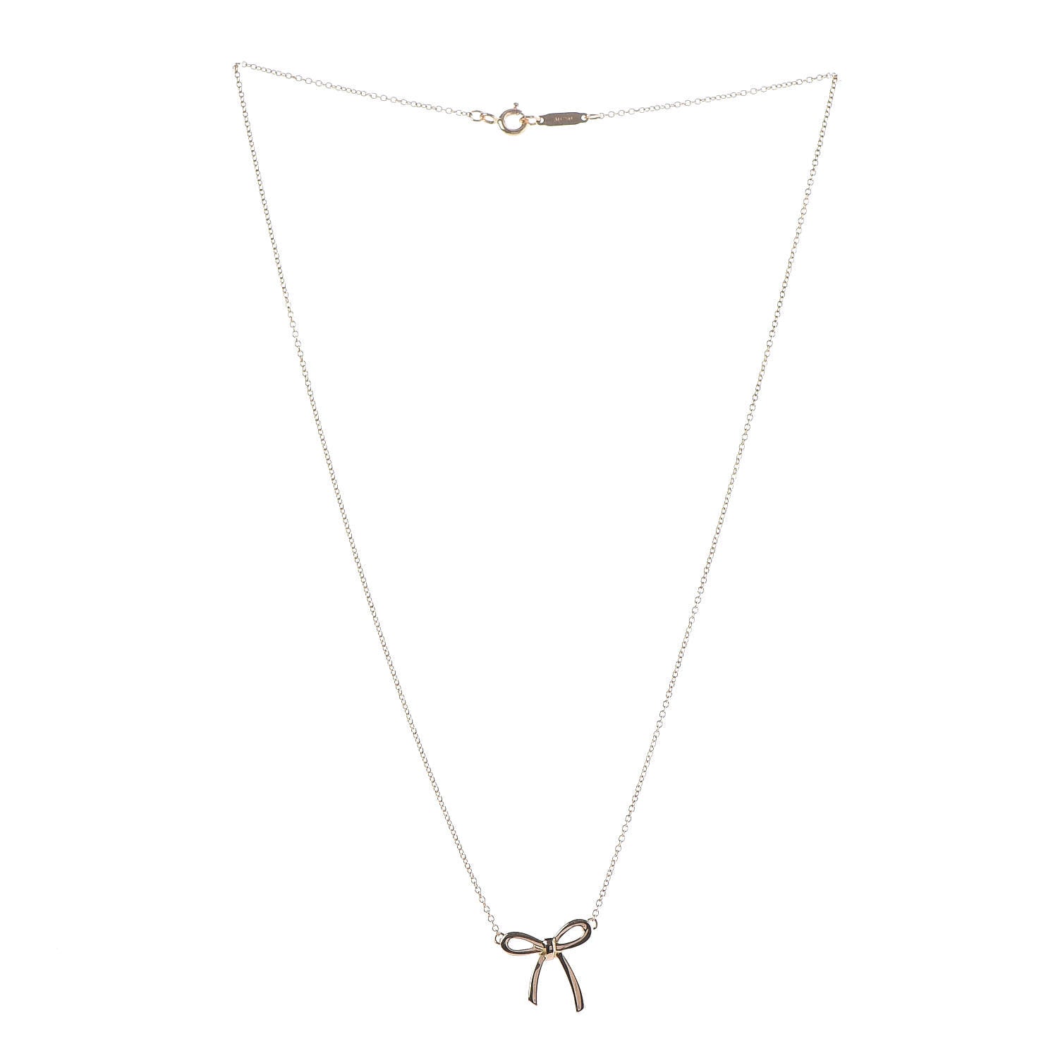 Tiffany 18K Rose Gold Mini Bow Pendant Necklace 3 of 5