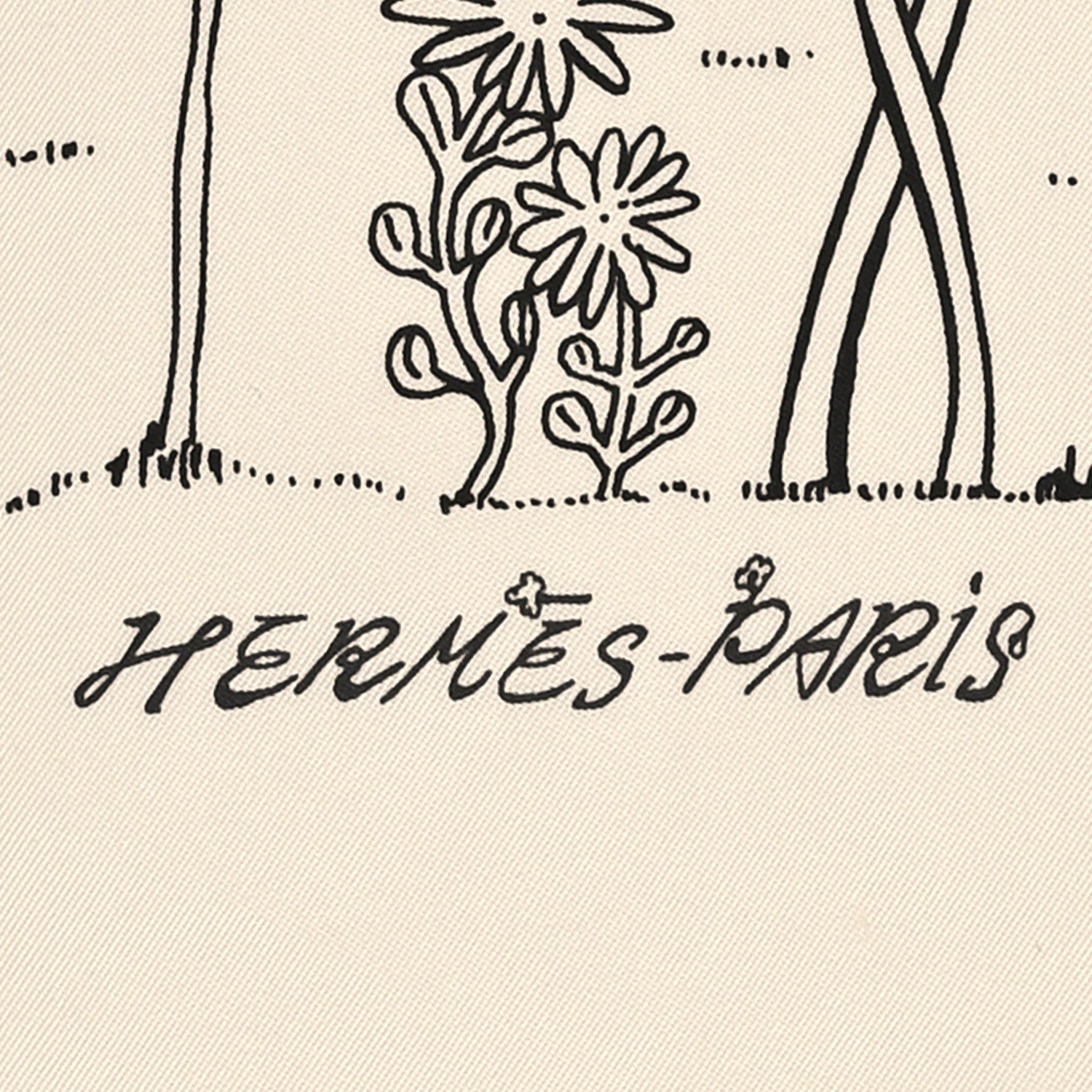 Hermes Silk Le Pommier Sellier Scarf 90 White Black 2 of 3