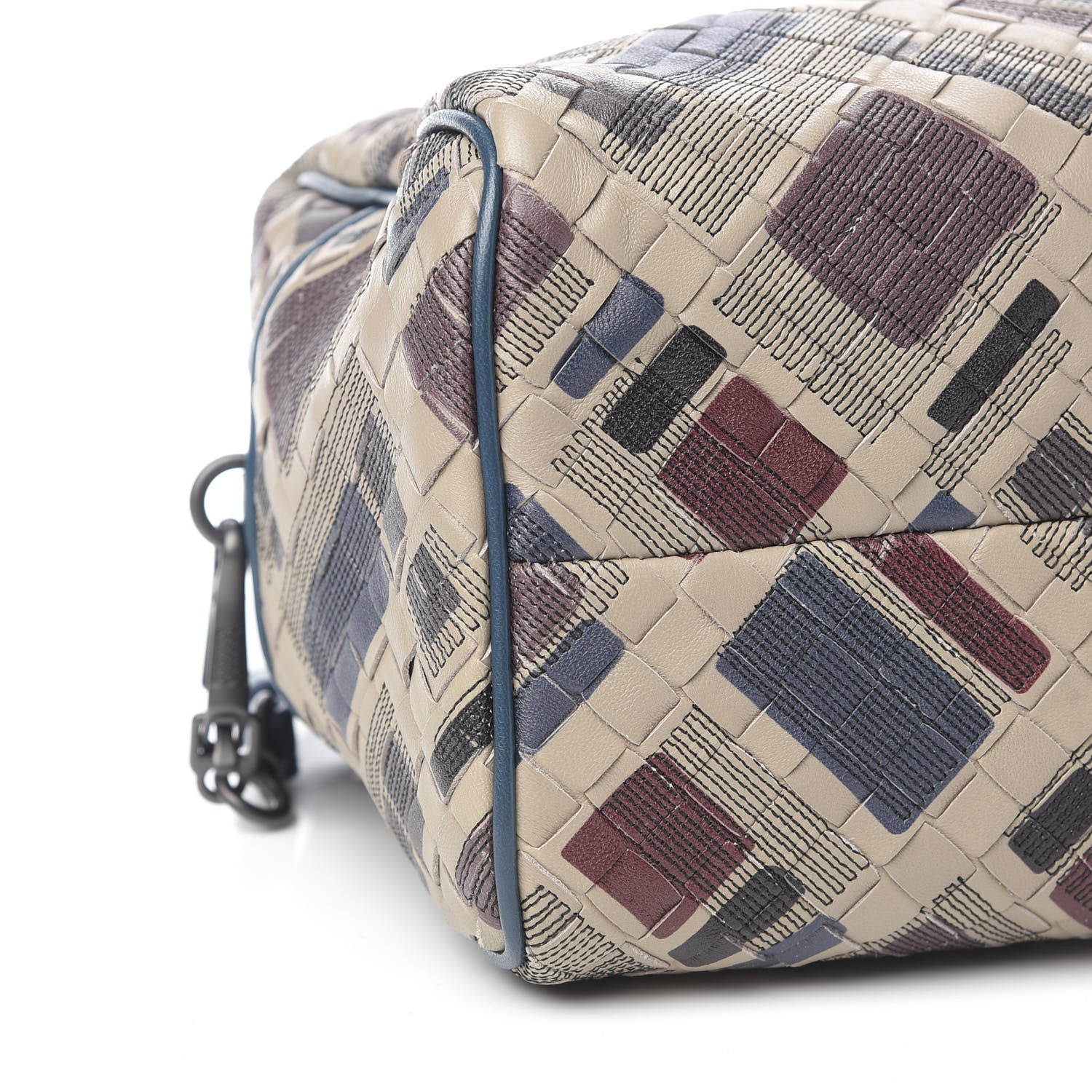 Bottega Veneta Nappa Intrecciato Stitched Mini Boston Beige Blue Multicolor 8 of 10