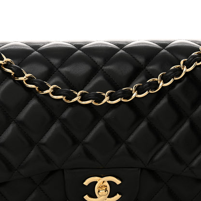 Chanel Lambskin Quilted Jumbo Double Flap Black 8 of 13