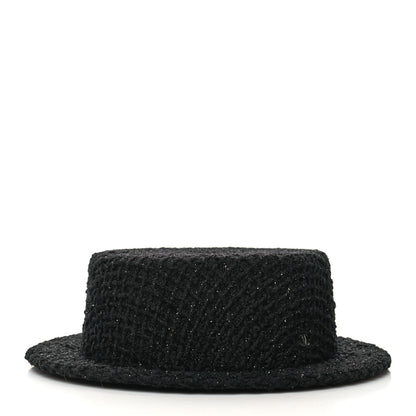 Chanel Tweed Boater Hat M Black 2 of 7