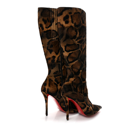 Christian Louboutin Pony Hair Bengali Print Miss Z 100 Knee High Boots 40 Brown 4 of 8