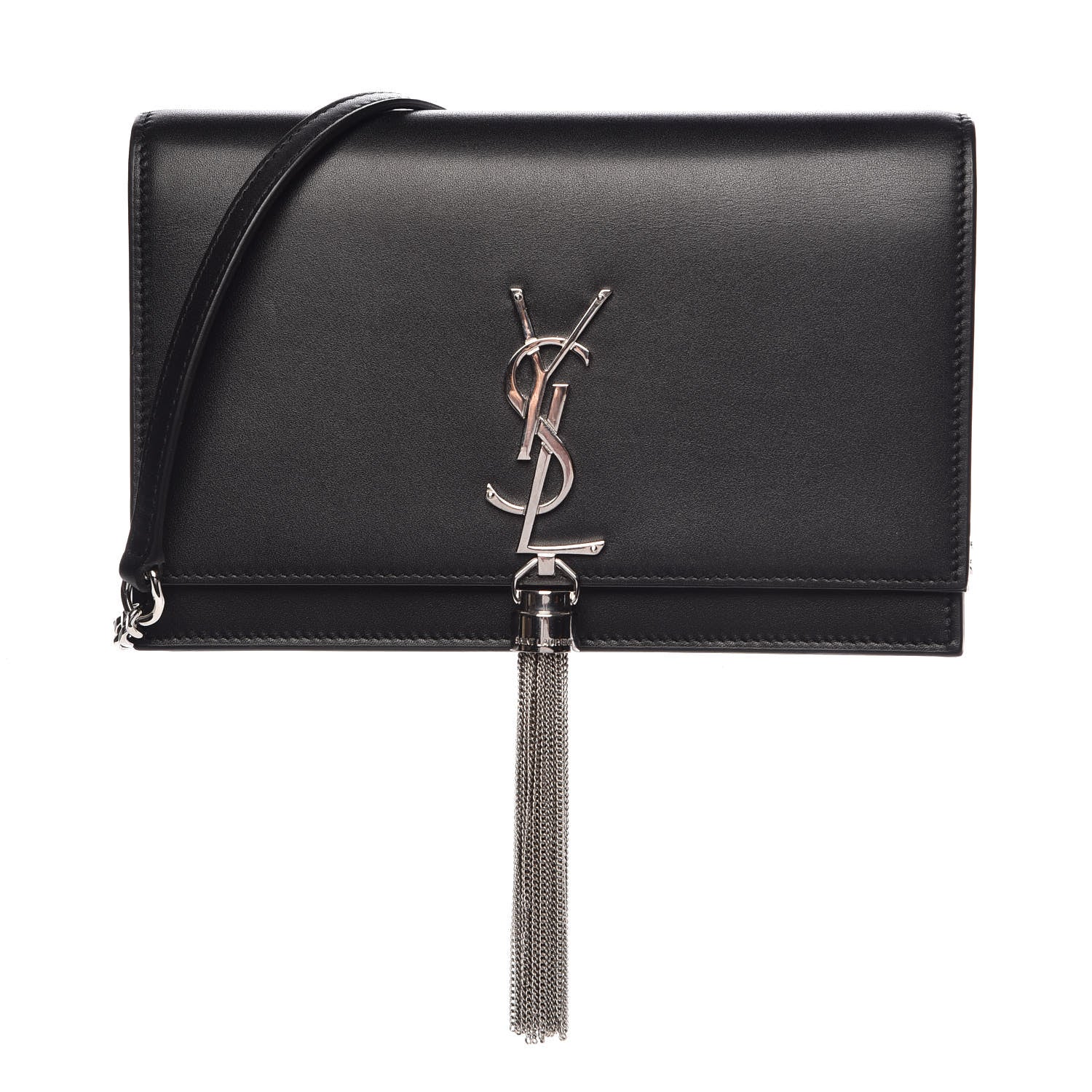 Saint Laurent Smooth Calfskin Classic Monogram Kate Tassel Chain Wallet Black 1 of 9