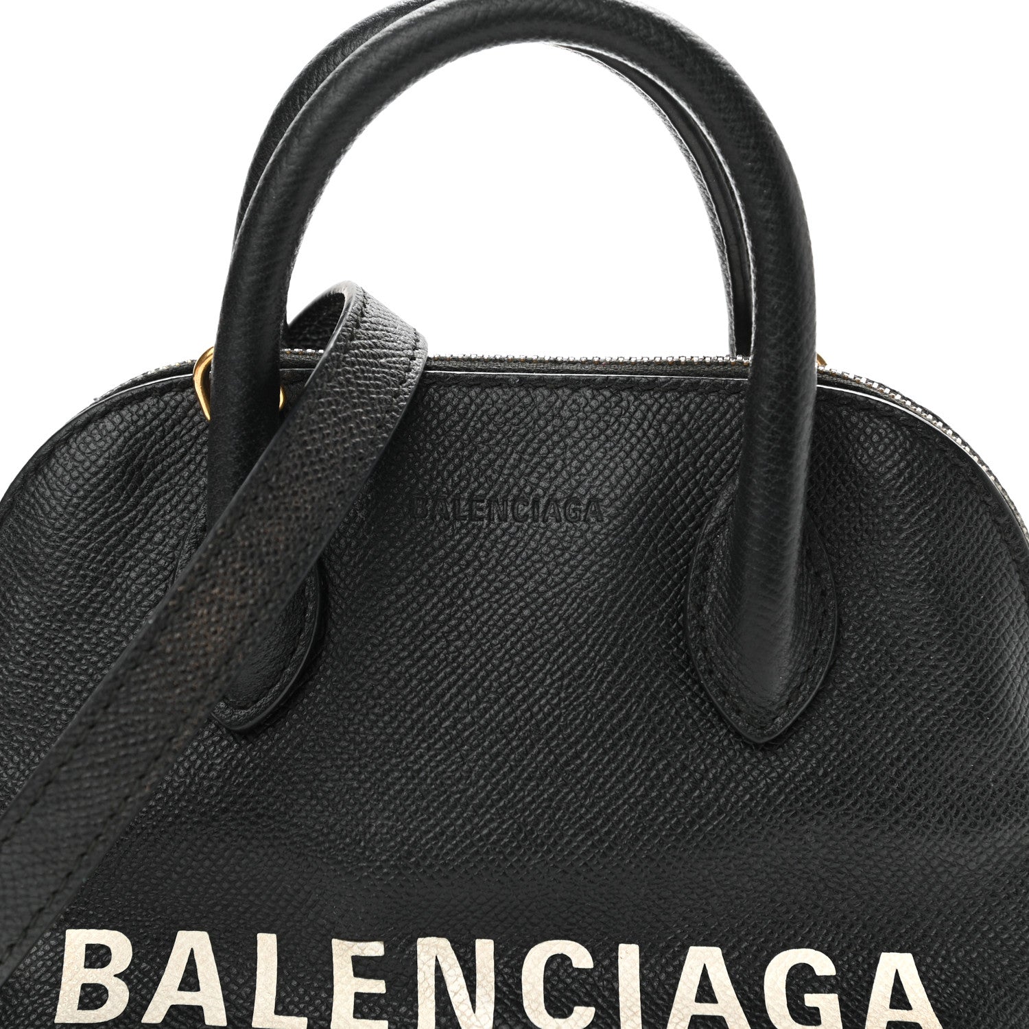 Balenciaga Signature Grained Calfskin XXS Ville Top Handle Bag Black White 6 of 14
