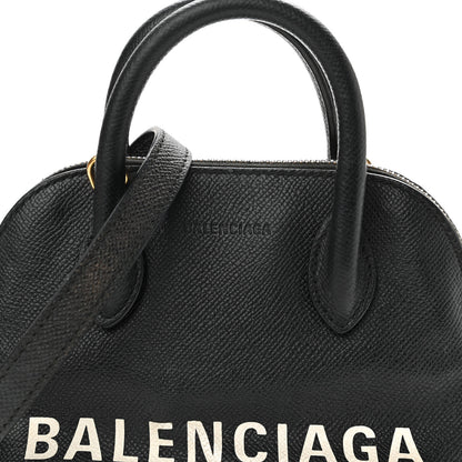 Balenciaga Signature Grained Calfskin XXS Ville Top Handle Bag Black White 6 of 14