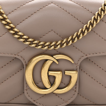 Gucci Calfskin Matelasse Super Mini GG Marmont Shoulder Bag Porcelain Rose 8 of 10