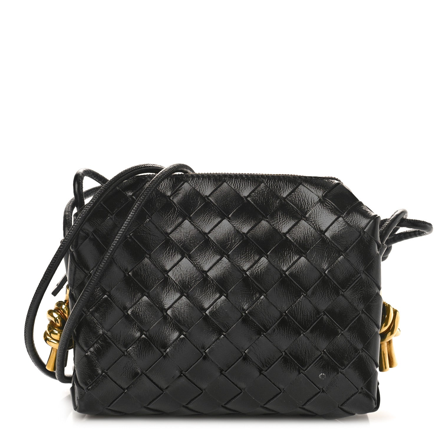 Bottega Veneta Nappa Intrecciato Metallic Knot Mini Loop Camera Bag Black 1 of 9