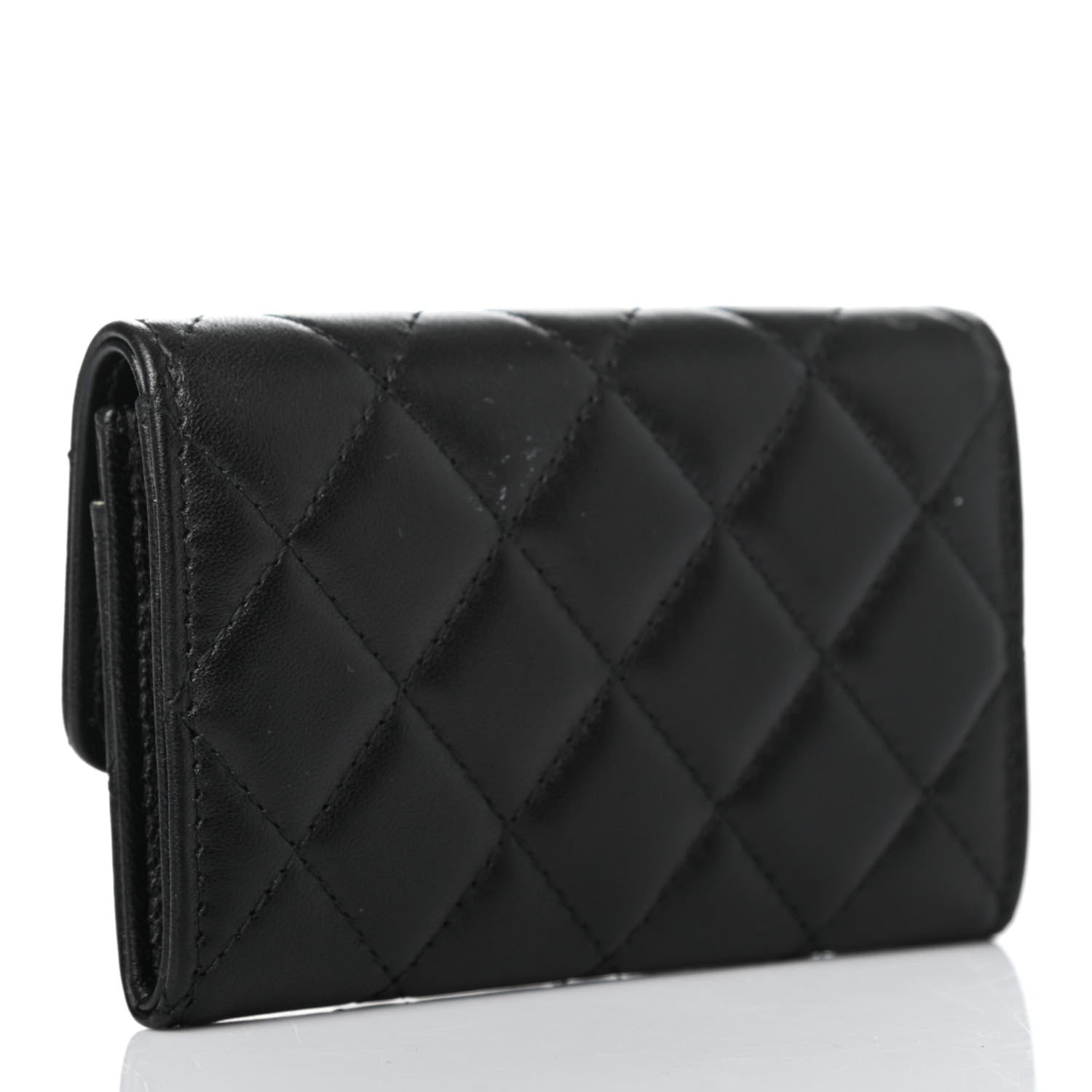 Chanel Lambskin Quilted CC Button Flap Card Holder Black 2 of 4
