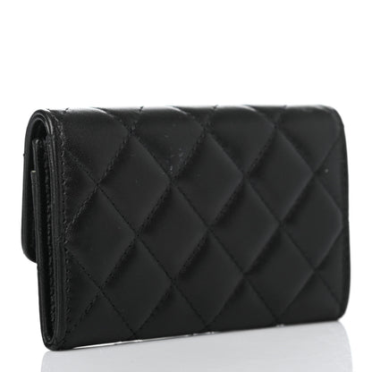 Chanel Lambskin Quilted CC Button Flap Card Holder Black 2 of 4