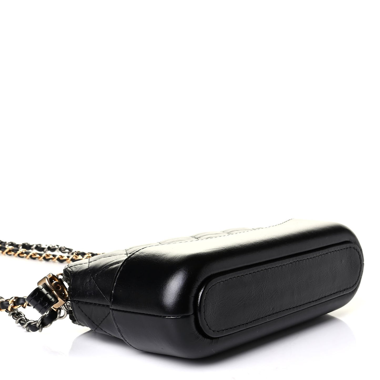 Aged Calfskin Quilted Small Gabrielle Clutch With Chain Black
