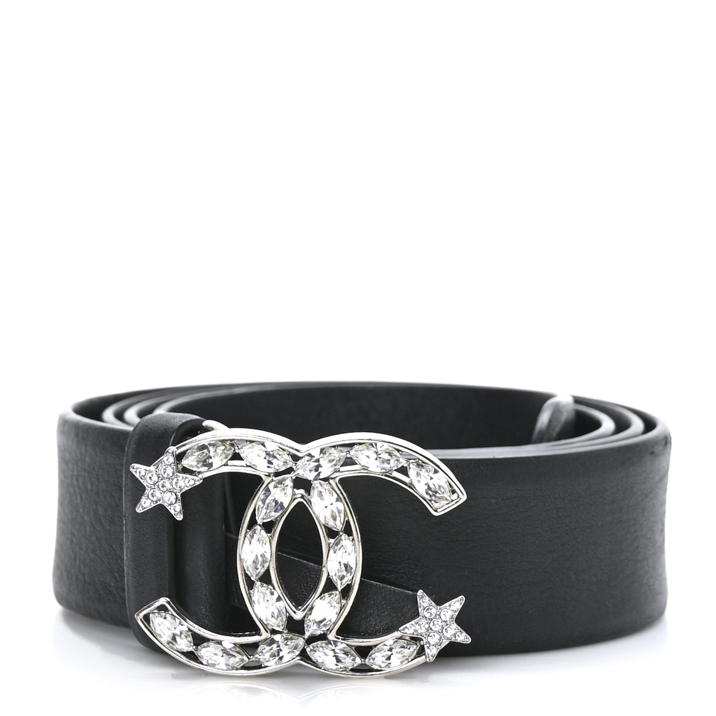 Calfskin Crystal CC Starfall Belt 85 34 Black