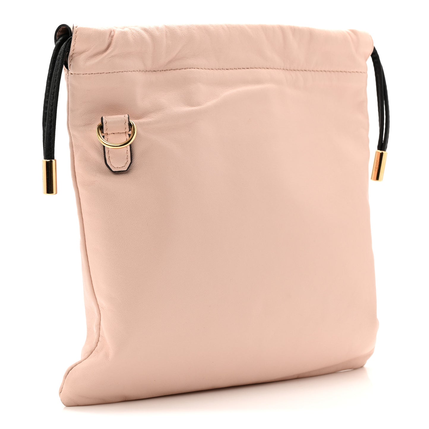 Soft Nappa Logo Small Drawstring Pouch Bag Rosa Quarzo Black