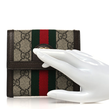 Gucci GG Supreme Monogram Web Ophidia French Flap Wallet Beige New Acero 2 of 6