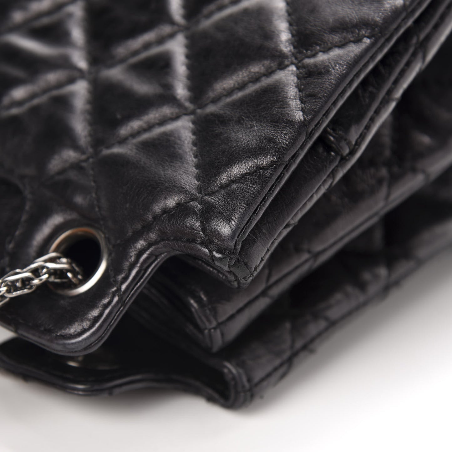 Metallic Calfskin Quilted XL Accordion Reissue Flap Black