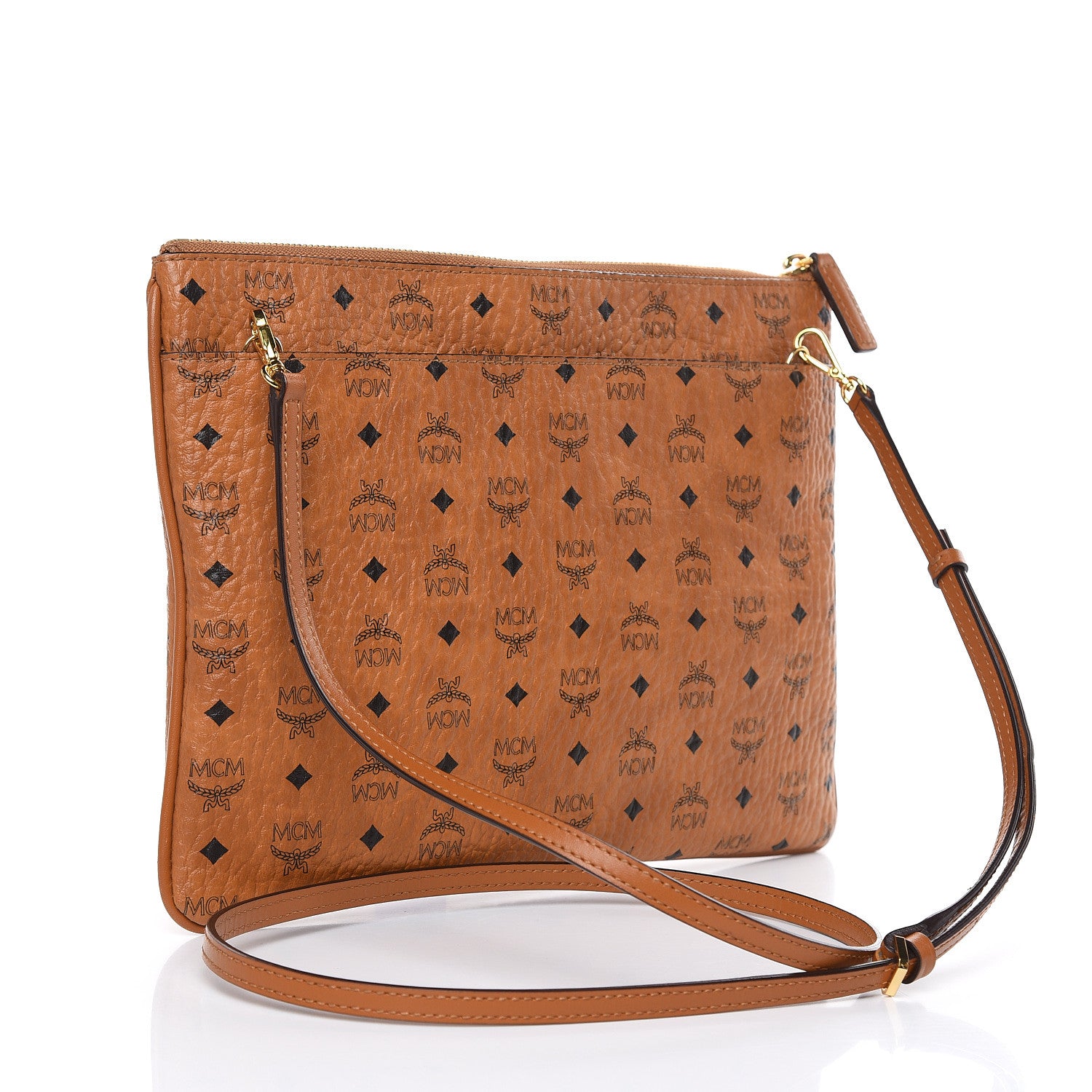 MCM Visetos Medium Crossbody Pouch Cognac 3 of 9