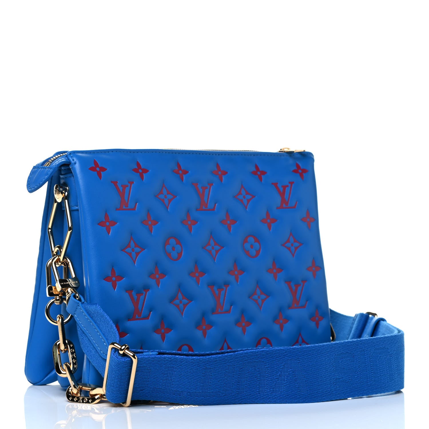 Louis Vuitton Lambskin Embossed Monogram Vuittamins Coussin PM Blue Red 2 of 4