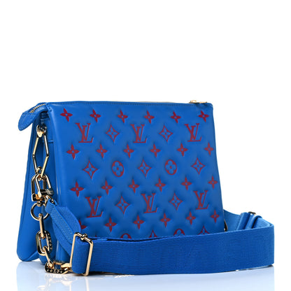 Louis Vuitton Lambskin Embossed Monogram Vuittamins Coussin PM Blue Red 2 of 4