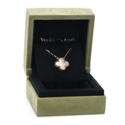 Van Cleef & Arpels 18K Rose Gold Gray Mother of Pearl Vintage Alhambra Pendant Necklace 6 of 6