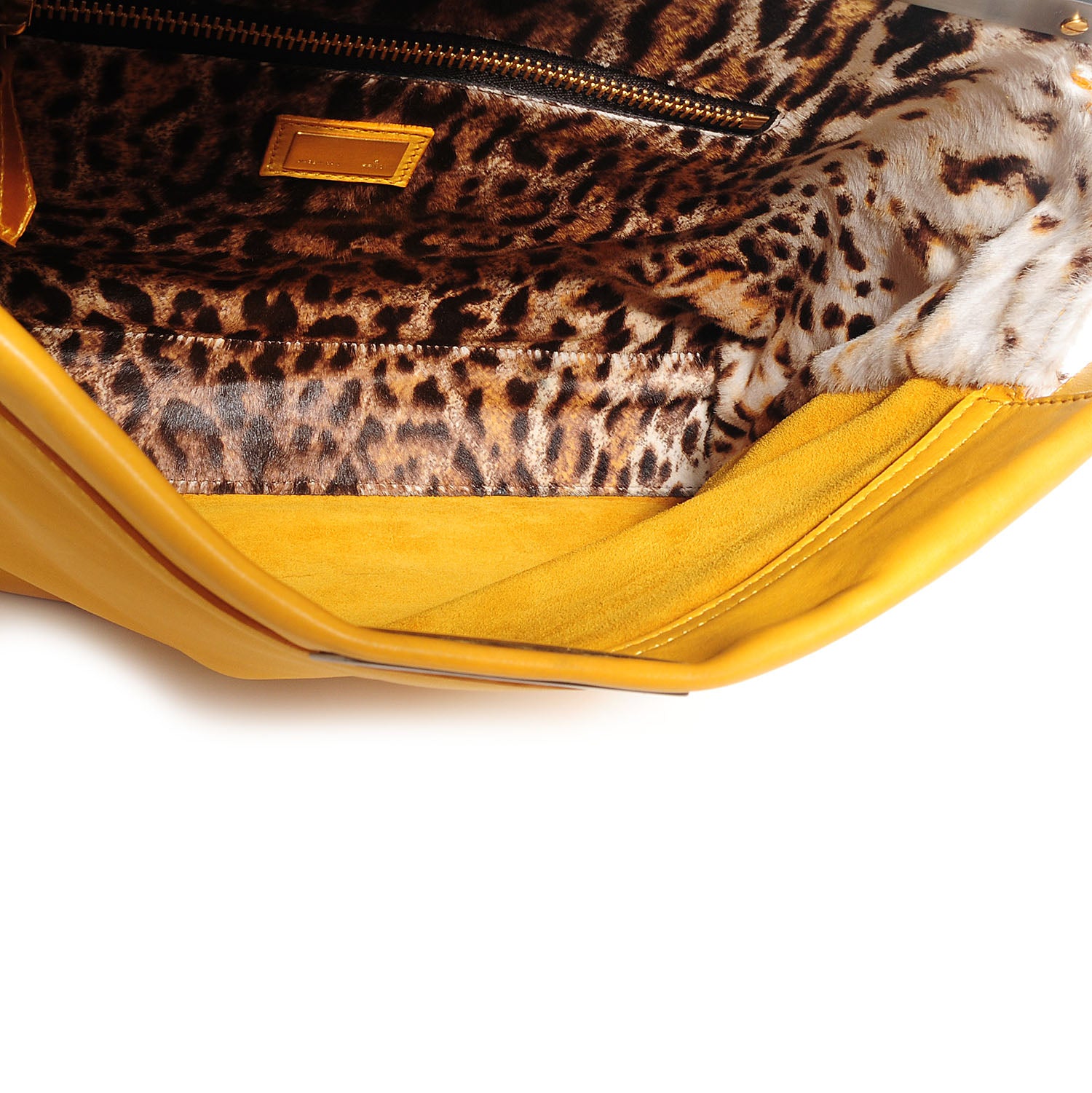 Fendi Vitello Saddle Calf Hair Leopard Print Large Peekaboo Iconic Satchel Ocra 17 of 22