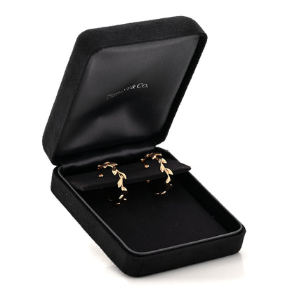 Tiffany 18K Rose Gold Paloma Picasso Olive Leaf Hoop Earrings 5 of 5