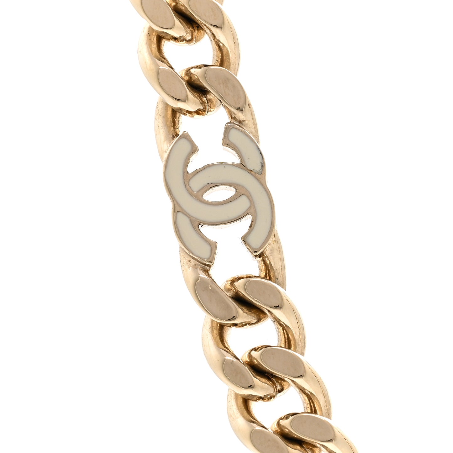 Metal Enamel Chain CC Choker Gold White