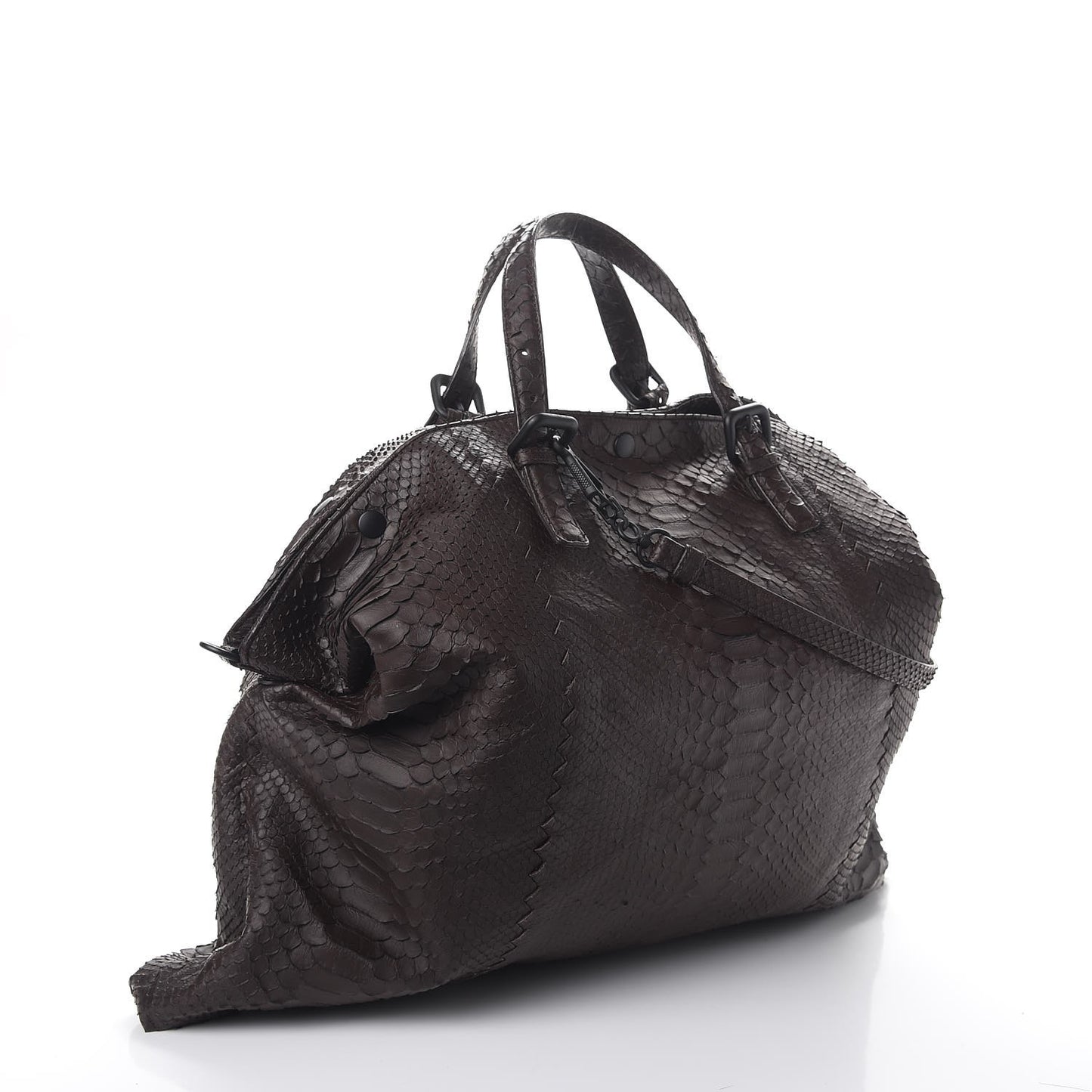 BOTTEGA VENETA Python Convertible Tote Bag Ebano