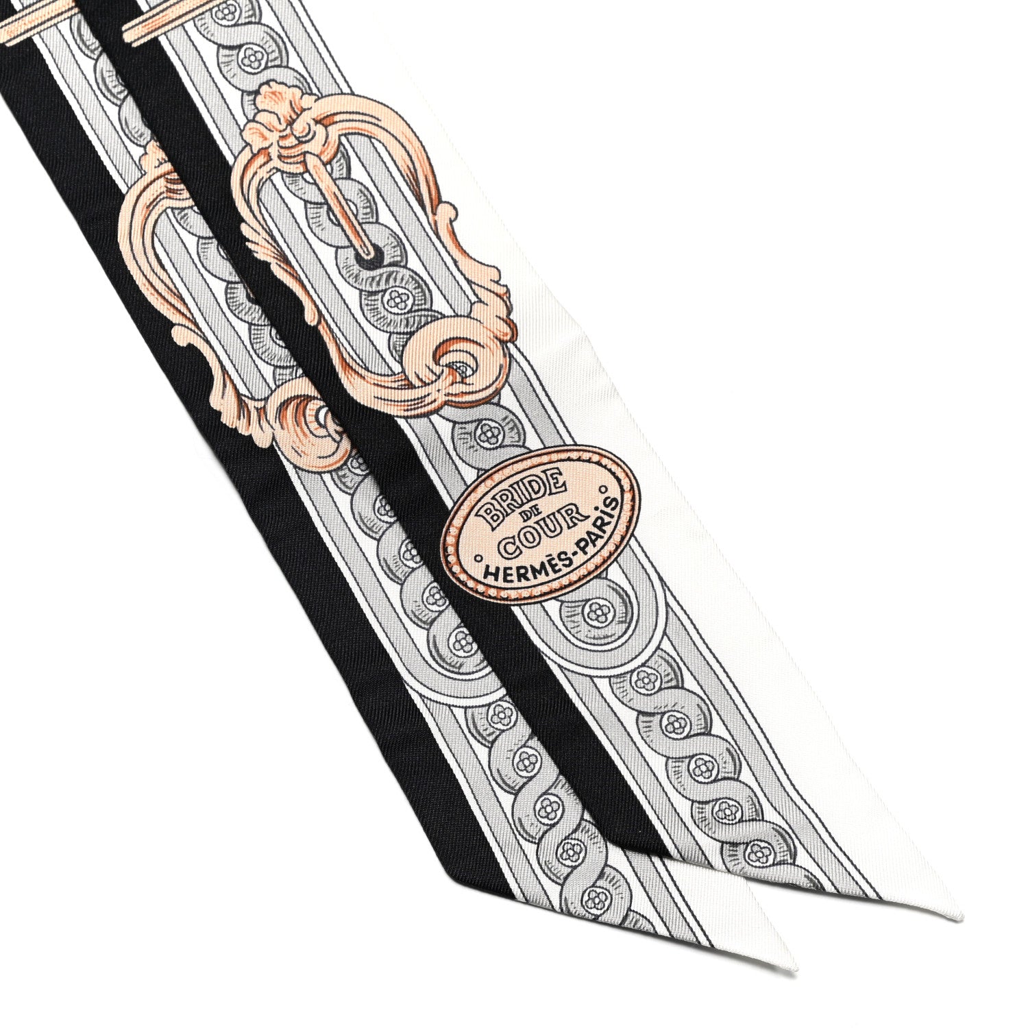 Hermes Silk Bride De Cour Twilly Black White Or Rose 3 of 4