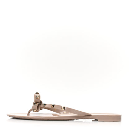 Valentino Garavani PVC Jelly Rockstud Bow Thong Sandals 41 Poudre 1 of 7