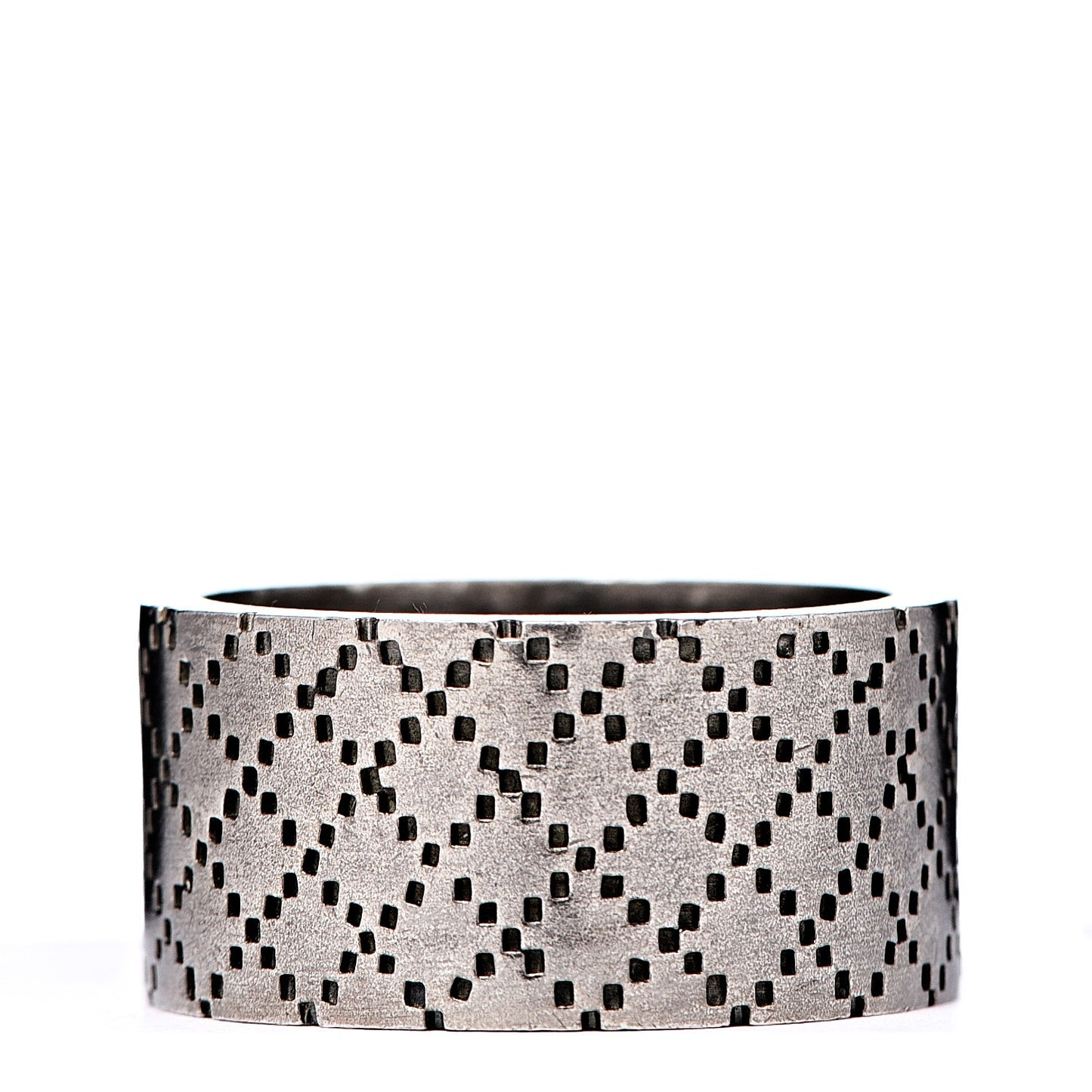 Sterling Silver Enamel Logo Band Ring 65 11
