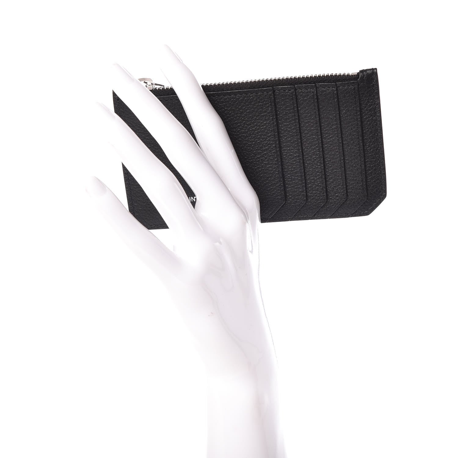 Saint Laurent Grained Calfskin 5 Fragments Zip Pouch Card Holder Black 2 of 7