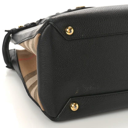 Burberry Derby Calfskin House Check Medium Banner Tote Black 7 of 10