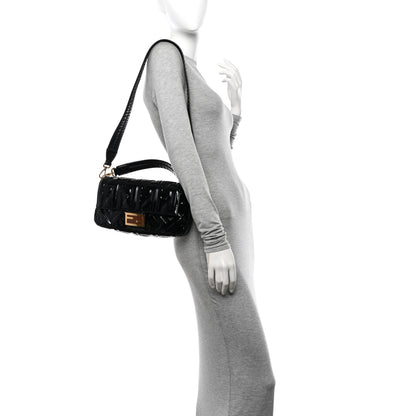 Fendi Patent FF 1974 Embossed Baguette Black 2 of 12