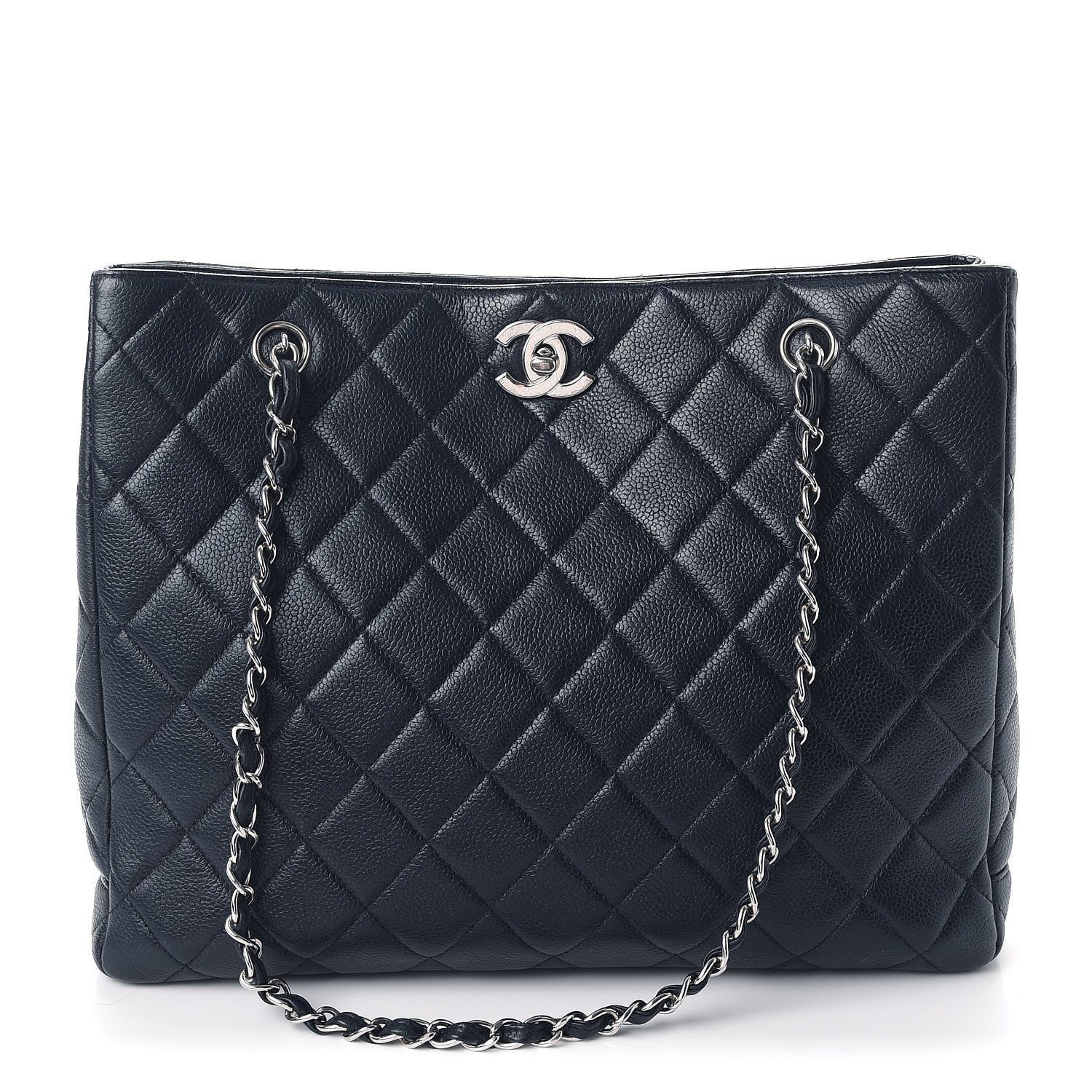 Chanel Caviar Quilted Shopper Tote Navy 1 of 8
