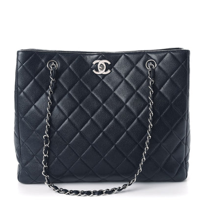 Chanel Caviar Quilted Shopper Tote Navy 1 of 8