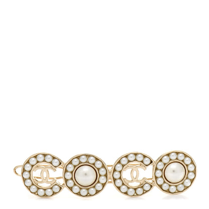 Chanel Pearl Coco Hair Clip Barrette Gold 1 of 4