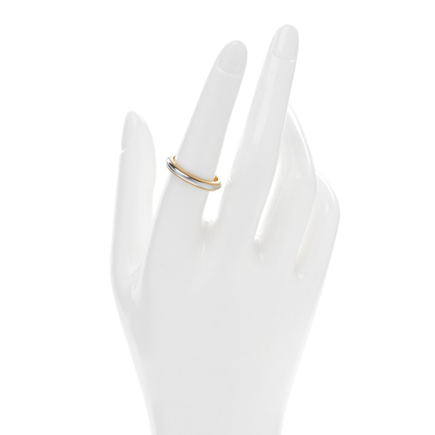 Tiffany Platinum 18K Yellow Gold 3.5mm Together Milgrain Wedding Band Ring 55 7.25 2 of 5