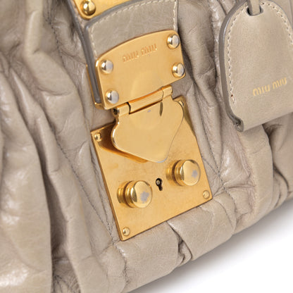Miu Miu Nappa Matelasse Top Handle Satchel Fumo 24 of 25