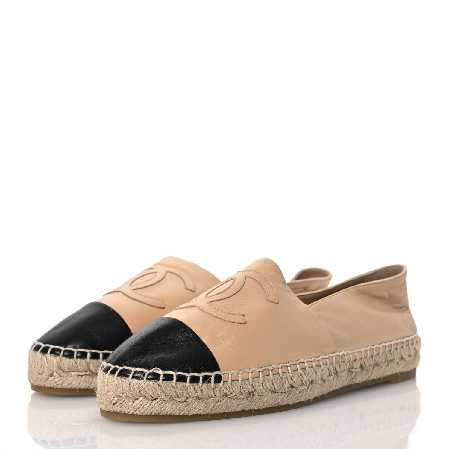 Chanel Lambskin CC Espadrilles 40 Beige Black 3 of 15