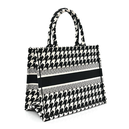 Christian Dior Canvas Macro Houndstooth Embroidered Medium Book Tote Black White 3 of 13